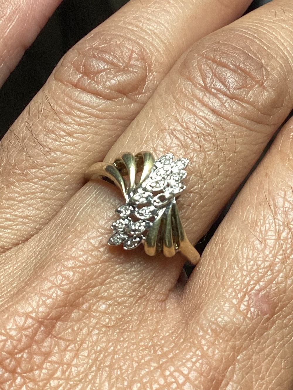 10k Gold and White Diamond Cluster Ring - Women's Jewelry